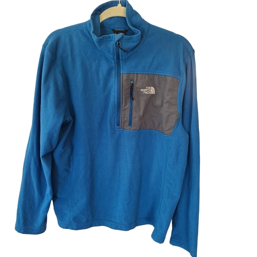The North Face Pullover Adult Medium Royal Blue Fleece 1/2 Zip Jacket Sweater - Picture 2 of 6